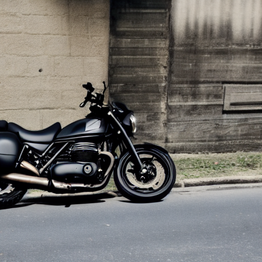 013_a black motorcycle is parked by the side of the road.png